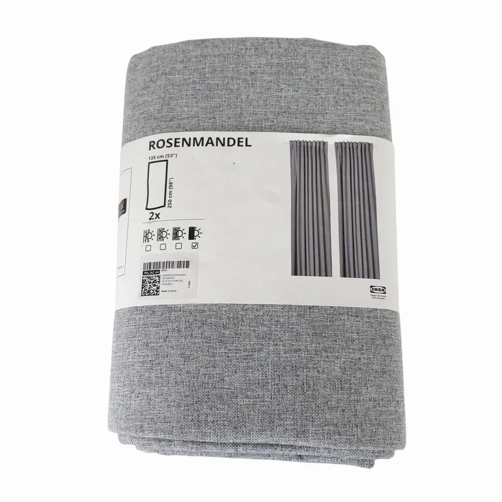 ROSENMANDEL Black-out Curtains 1 Pair Lt Gray With Heading Tape Lining 53”x98”